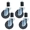Bk Resources 4-inch Gray Rubber Stem Casters, Top Lock Brake, 250lb Capacity, 4PK 4SBR-RA-GR-PS4 - alternate 2